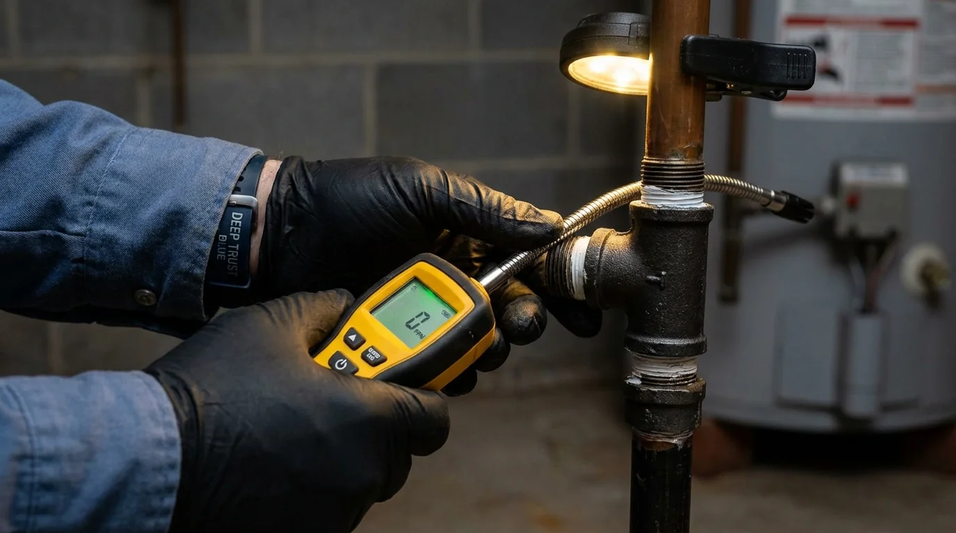 Gas leak detection with electronic sniffer by Johns Plumbing LLC in Stanton